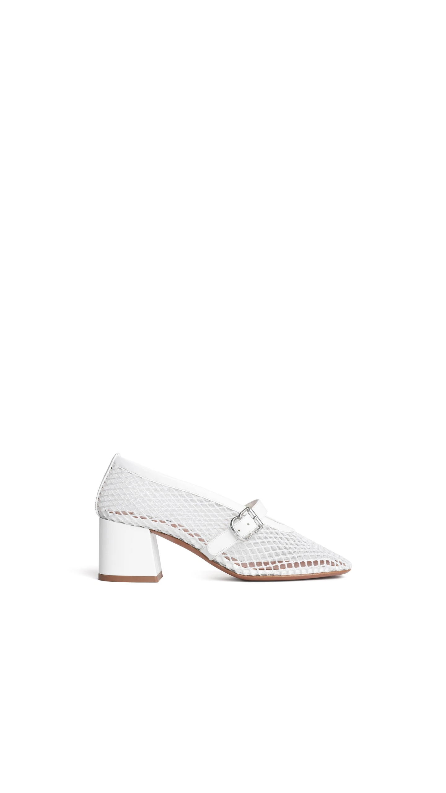 Alaia Mary Janes 55 in Fishnet, Optical White Alaia Mary Janes 55 in Fishnet, Optical White | Heels | Luxury Shoes