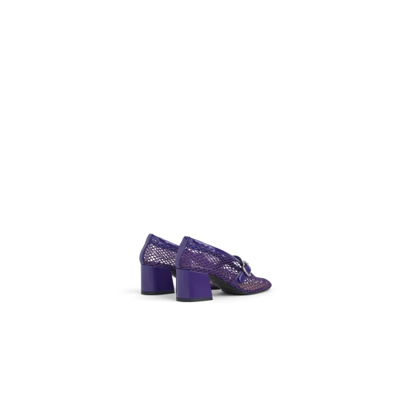 Alaia Mary Janes in Fishnet and Patent Leather, Iris | Heels | Luxury Shoes 