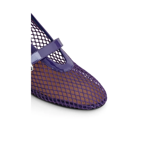 Alaia Mary Janes in Fishnet and Patent Leather, Iris | Heels | Luxury Shoes 