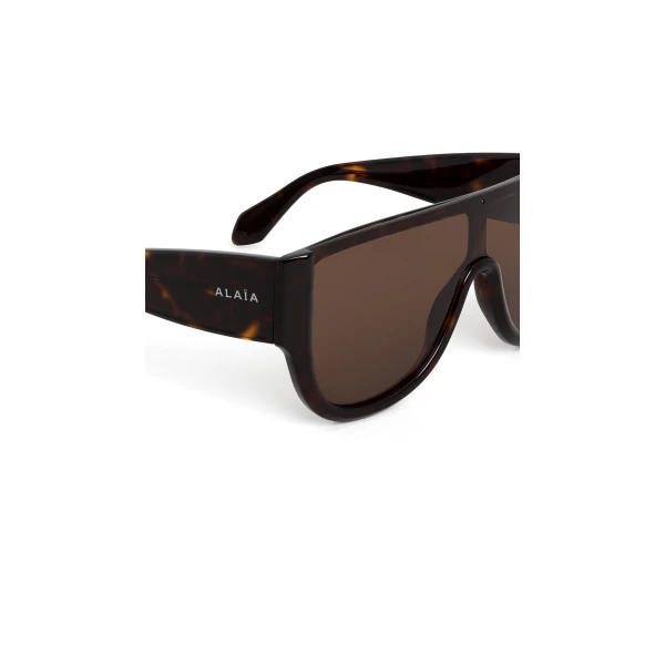 Alaia Mask Sunglasses in Dark Havana | Sunglasses | Luxury Shoes 