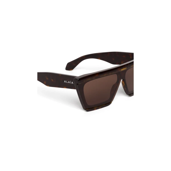 Alaia Mask Sunglasses in Havana and Brown | Sunglasses | Luxury Shoes 