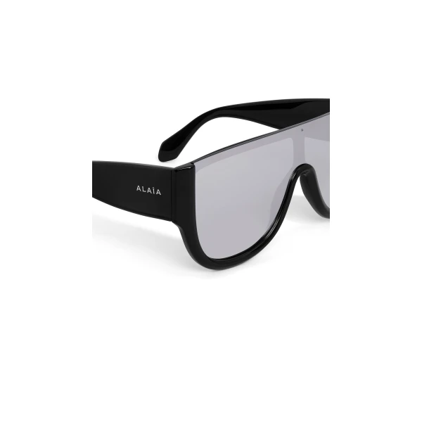 Alaia Mask Sunglasses in Silver and Black | Sunglasses | Luxury Shoes 