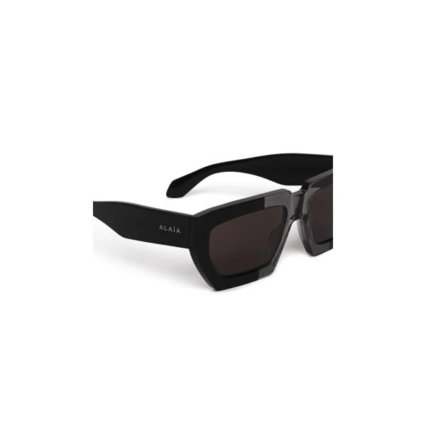 Alaia Melted Rectangular Sunglasses in Black and Grey | Sunglasses | Luxury Shoes 
