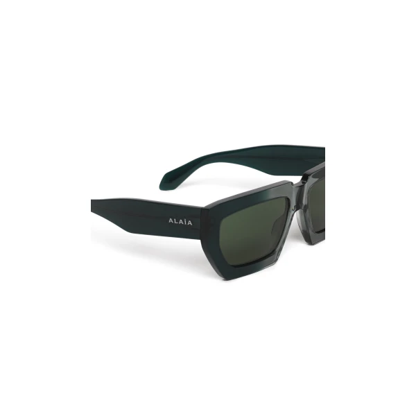 Alaia Melted Rectangular Sunglasses in Green | Sunglasses | Luxury Shoes 
