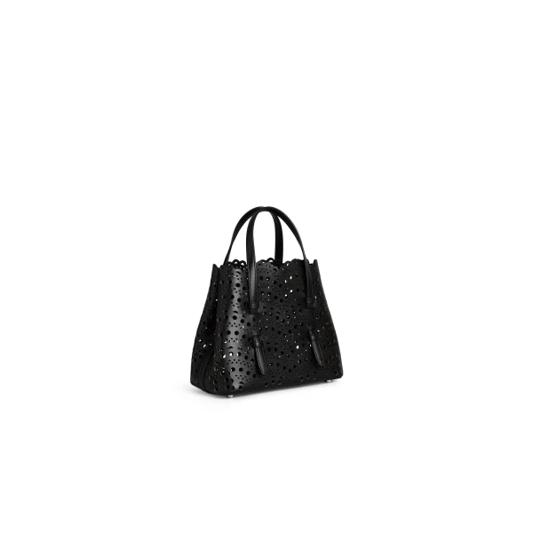 Alaia Mina 20 Bag in Perforated Vienne Calfskin, Black | Mini Bags | Luxury Shoes 