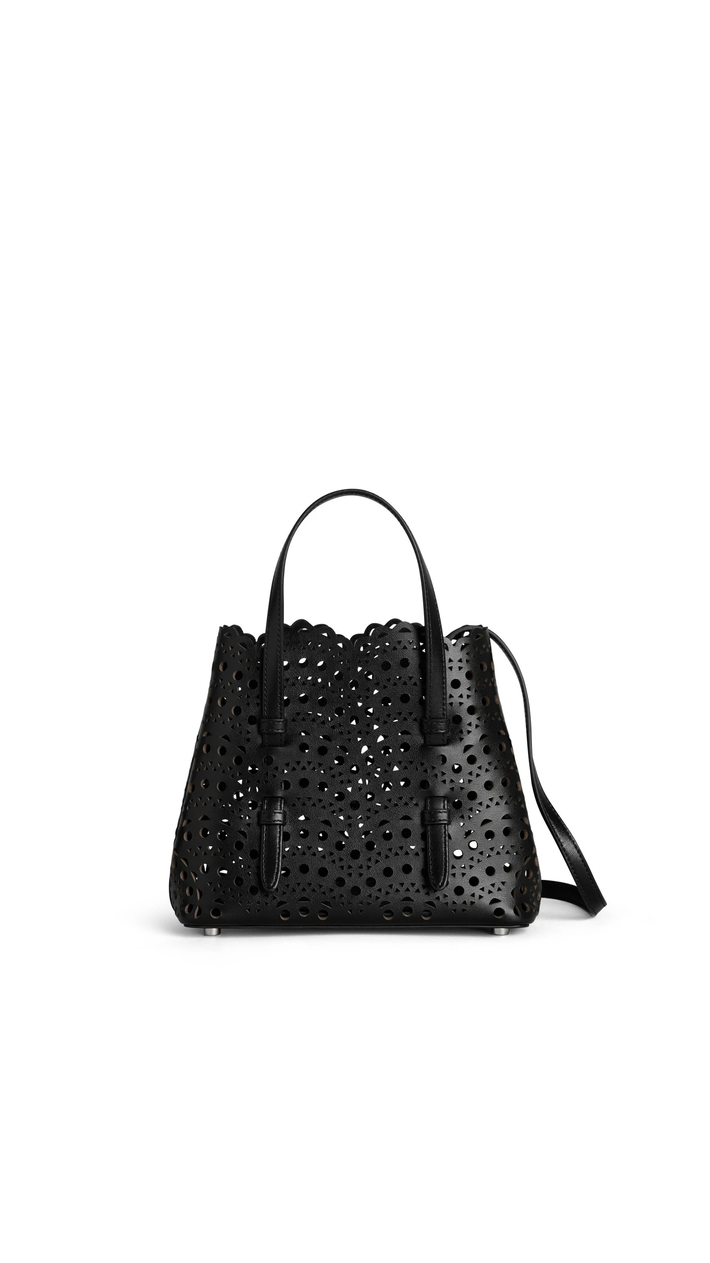 Alaia Mina 20 Bag in Perforated Vienne Calfskin, Black Alaia Mina 20 Bag in Perforated Vienne Calfskin, Black | Mini Bags | Luxury Shoes