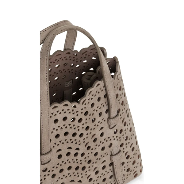 Alaia Mina 20 Bag in Perforated Vienne Nubuck, Mist | Mini Bags | Luxury Shoes 