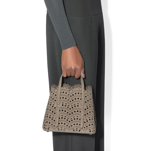 Alaia Mina 20 Bag in Perforated Vienne Nubuck, Mist | Mini Bags | Luxury Shoes 