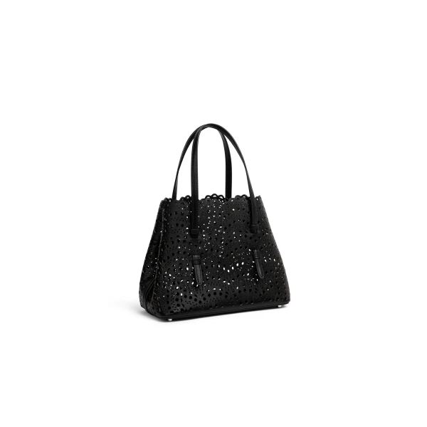 Alaia Mina 25 Bag in Perforated Vienne Calfskin, Black | Shoulder & Crossbody Bags | Luxury Shoes 