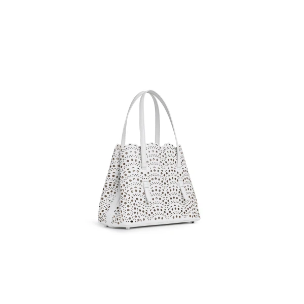 Alaia Mina 25 Bag in Perforated Vienne Calfskin, Off-white | Shoulder & Crossbody Bags | Luxury Shoes 
