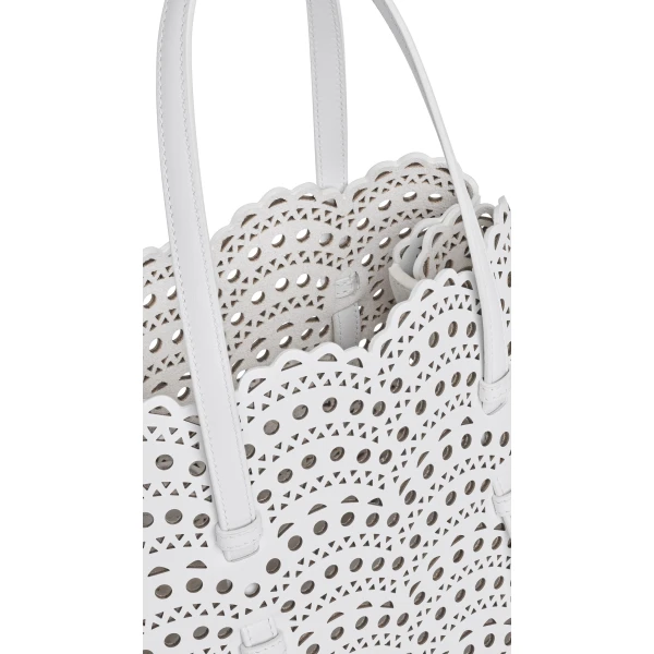 Alaia Mina 25 Bag in Perforated Vienne Calfskin, Off-white | Shoulder & Crossbody Bags | Luxury Shoes 