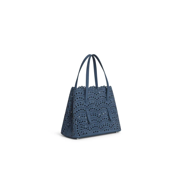 Alaia Mina 25 Bag in Perforated Vienne Nubuck, Blue | Shoulder & Crossbody Bags | Luxury Shoes 