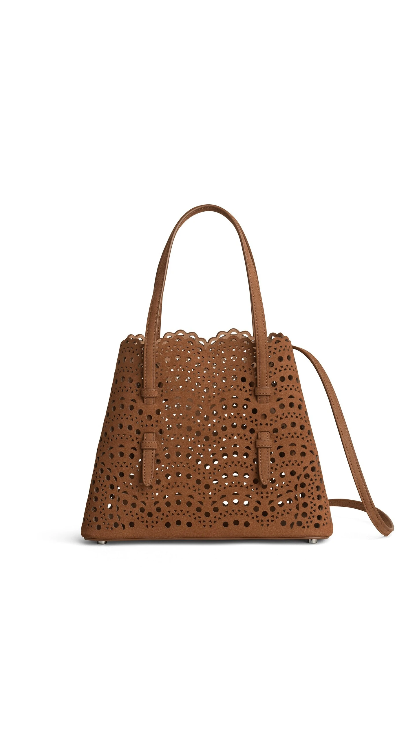 Alaia Mina 25 Bag in Perforated Vienne Nubuck, Brown Alaia Mina 25 Bag in Perforated Vienne Nubuck, Brown | Shoulder & Crossbody Bags | Luxury Shoes