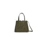 Alaia Mina 25 Bag in Perforated Vienne Nubuck, Khaki | Shoulder & Crossbody Bags | Luxury Shoes 