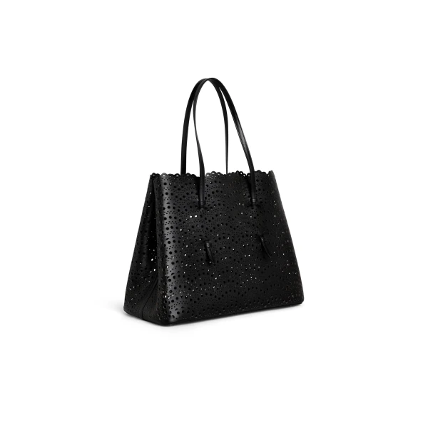 Alaia Mina 37 Bag in Perforated Vienne Calfskin, Black | Shoulder & Crossbody Bags | Luxury Shoes 