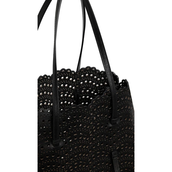 Alaia Mina 37 Bag in Perforated Vienne Calfskin, Black | Shoulder & Crossbody Bags | Luxury Shoes 