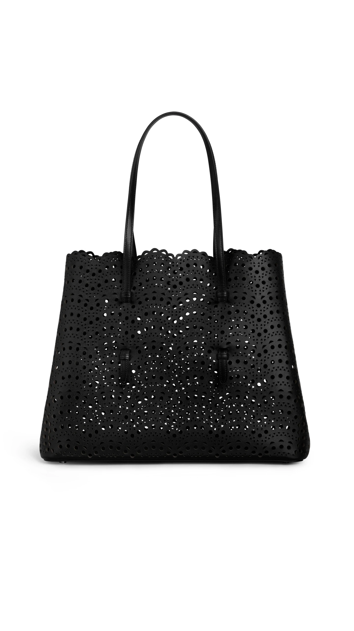 Alaia Mina 37 Bag in Perforated Vienne Calfskin, Black Alaia Mina 37 Bag in Perforated Vienne Calfskin, Black | Shoulder & Crossbody Bags | Luxury Shoes