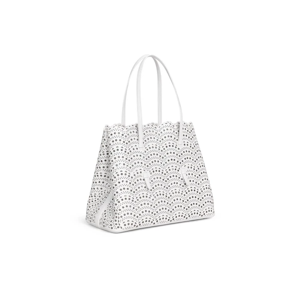 Alaia Mina 37 Bag in Perforated Vienne Calfskin, Off-white | Shoulder & Crossbody Bags | Luxury Shoes 
