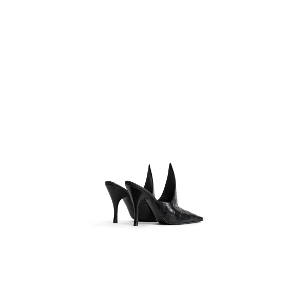 Alaia Mules in Crocodile Embossed Calfskin, Black | Mules | Luxury Shoes 