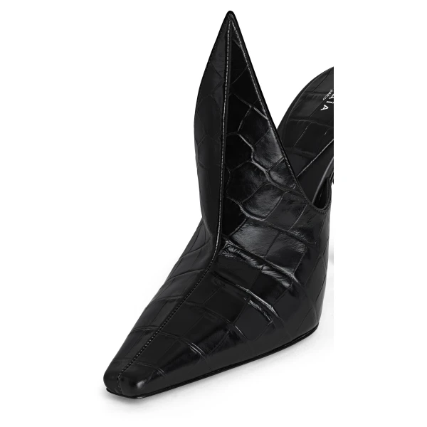 Alaia Mules in Crocodile Embossed Calfskin, Black | Mules | Luxury Shoes 