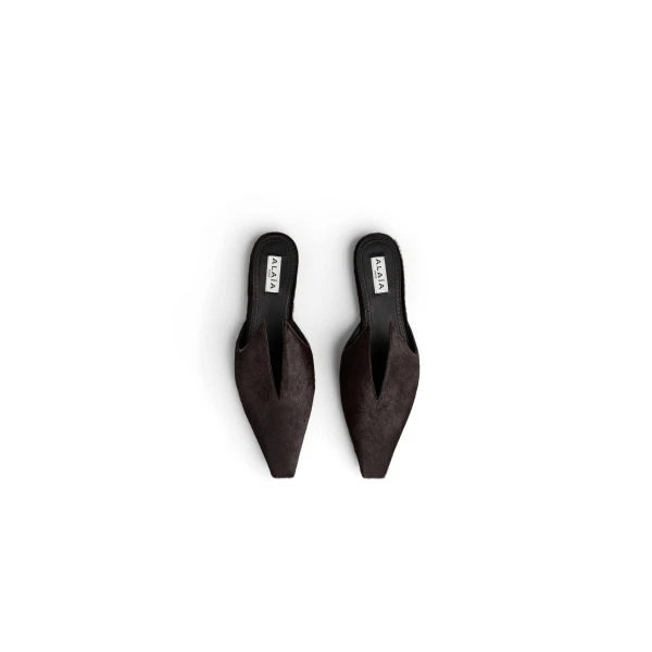Alaia Mules in Haircalf, Chocolate | Mules | Luxury Shoes 