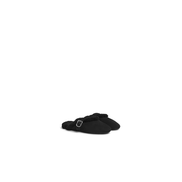 Alaia Mules in Merino Shearling, Black | Mules | Luxury Shoes 