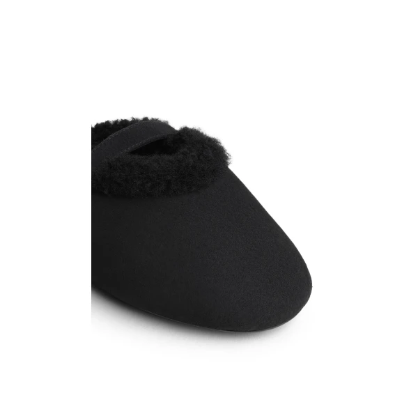 Alaia Mules in Merino Shearling, Black | Mules | Luxury Shoes 