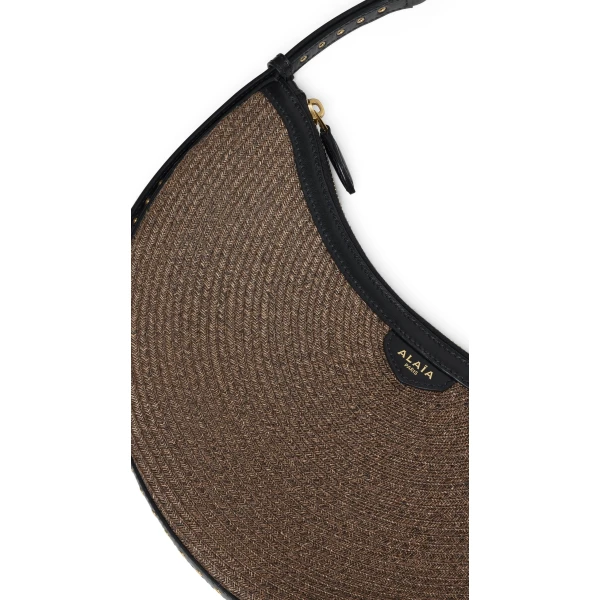 Alaia One Piece Demi Lune Bag in Paper Straw, Brown | Shoulder & Crossbody Bags | Luxury Shoes 