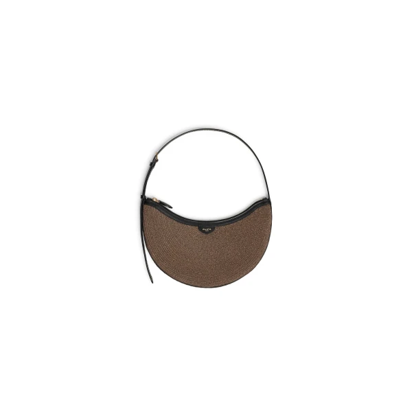 One Piece Demi Lune Bag in Paper Straw, Brown