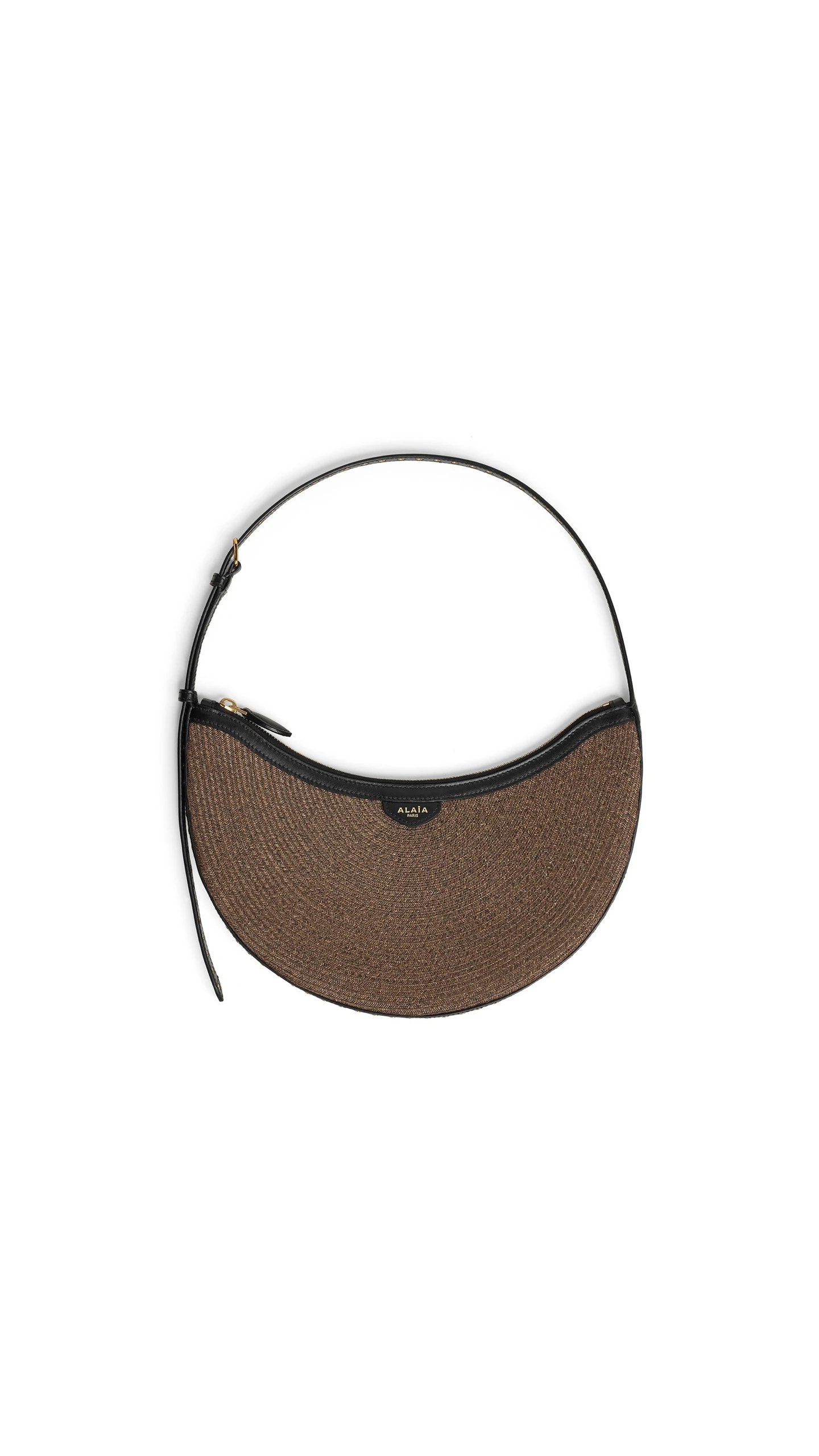 Alaia One Piece Demi Lune Bag in Paper Straw, Brown Alaia One Piece Demi Lune Bag in Paper Straw, Brown | Shoulder & Crossbody Bags | Luxury Shoes