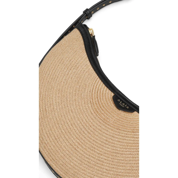 Alaia One Piece Demi Lune Bag in Paper Straw, Natural | Shoulder & Crossbody Bags | Luxury Shoes 
