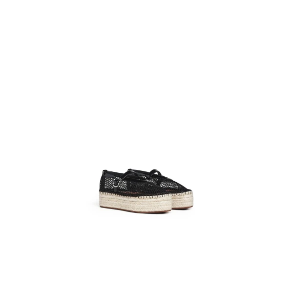 Alaia Platform Espadrilles in Fishnet and Patent Leather, Black | Espadrilles | Luxury Shoes 