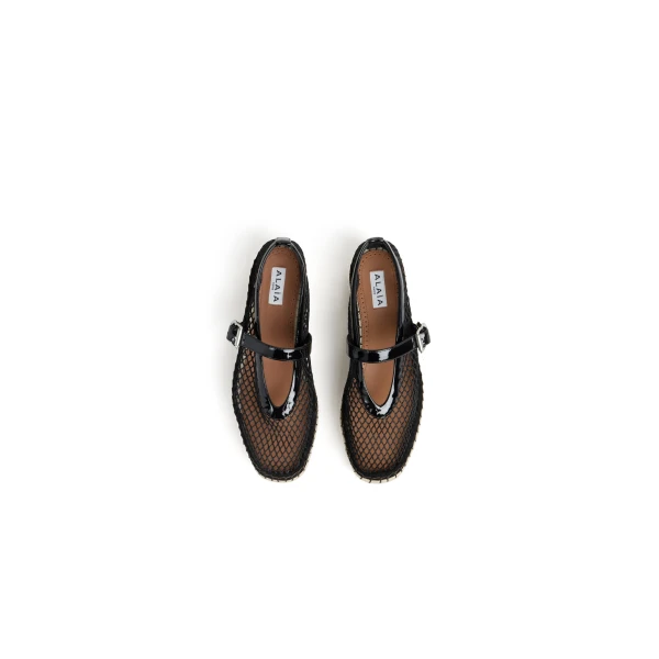 Alaia Platform Espadrilles in Fishnet and Patent Leather, Black | Espadrilles | Luxury Shoes 