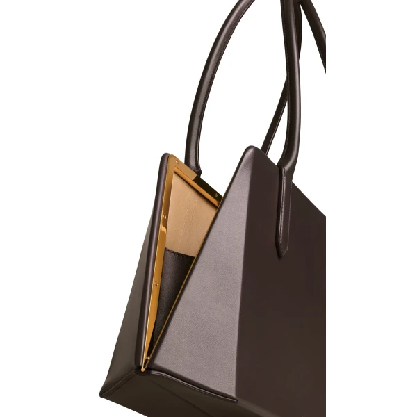 Alaia Prisme Bag in Calfskin, Smoke Brown | Shoulder & Crossbody Bags | Luxury Shoes 