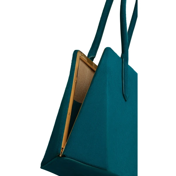 Alaia Prisme Bag in Suede, China Blue | Shoulder & Crossbody Bags | Luxury Shoes 