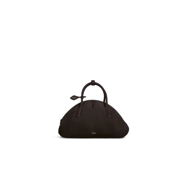 Purse Top Handle Bag in Nubuck, Dark Brown