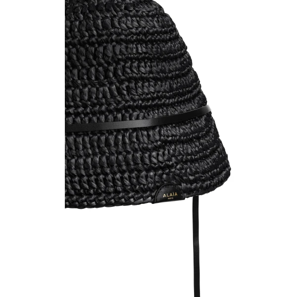 Alaia Raffia Hat in Black | Hats | Luxury Shoes 