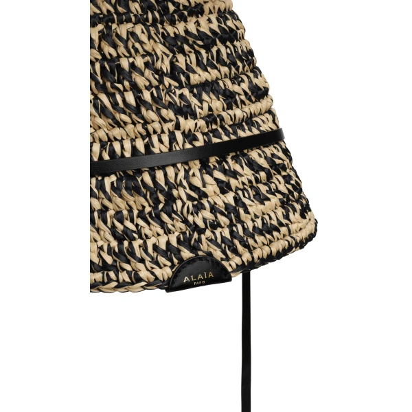 Alaia Raffia Hat in Natural and Black | Hats | Luxury Shoes 