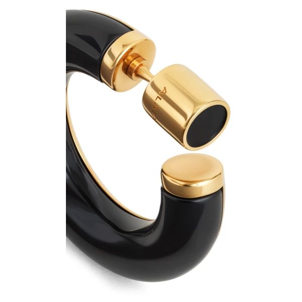 Alaia Ray Hoops in Gold and Black | Earrings | Luxury Shoes 