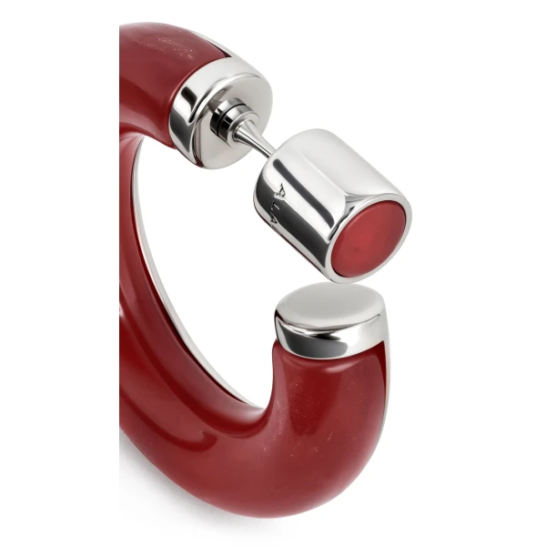 Alaia Ray Hoops in Red and Silver | Earrings | Luxury Shoes 