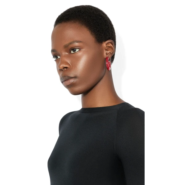 Alaia Ray Hoops in Red and Silver | Earrings | Luxury Shoes 