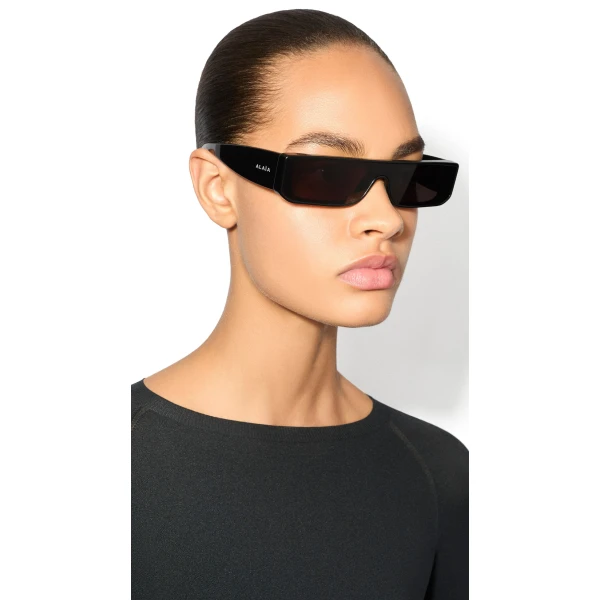 Alaia Rectangular Mask Sunglasses in Black, Sleek Frame | Sunglasses | Luxury Shoes 