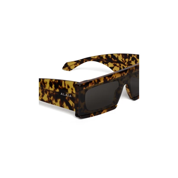 Alaia Rectangular Mask Sunglasses in Havana Yellow | Sunglasses | Luxury Shoes 