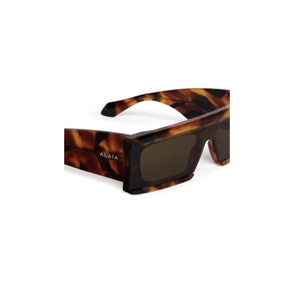 Alaia Rectangular Mask Sunglasses in Havana and Brown | Sunglasses | Luxury Shoes 