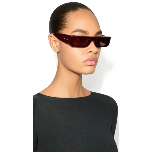 Alaia Rectangular Mask Sunglasses in Red, Sleek Frame | Sunglasses | Luxury Shoes 