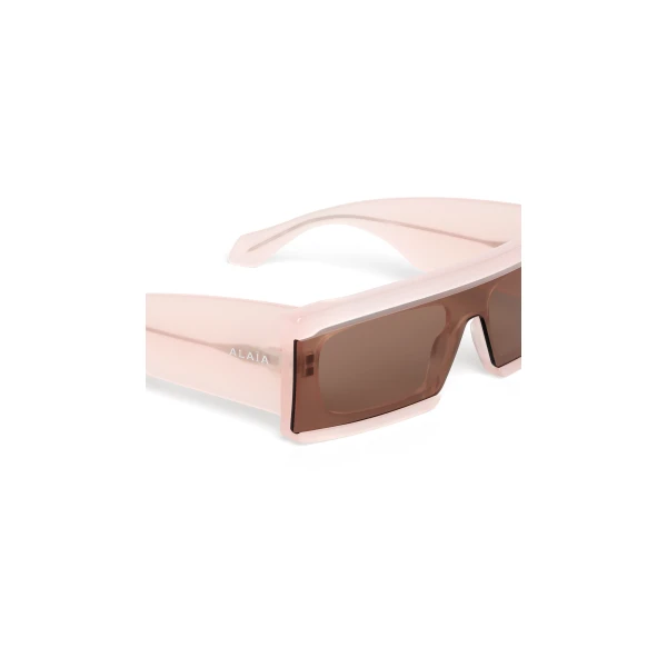 Alaia Rectangular Mask Sunglasses in Rose | Sunglasses | Luxury Shoes 