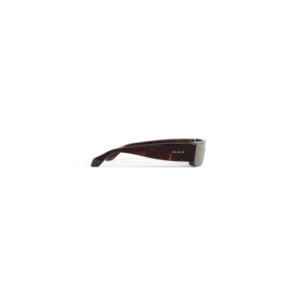 Alaia Rectangular Mask Sunglasses in Tan and Grey, Sleek Frame | Sunglasses | Luxury Shoes 