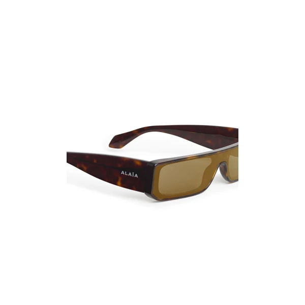 Alaia Rectangular Mask Sunglasses in Tan and Grey, Sleek Frame | Sunglasses | Luxury Shoes 