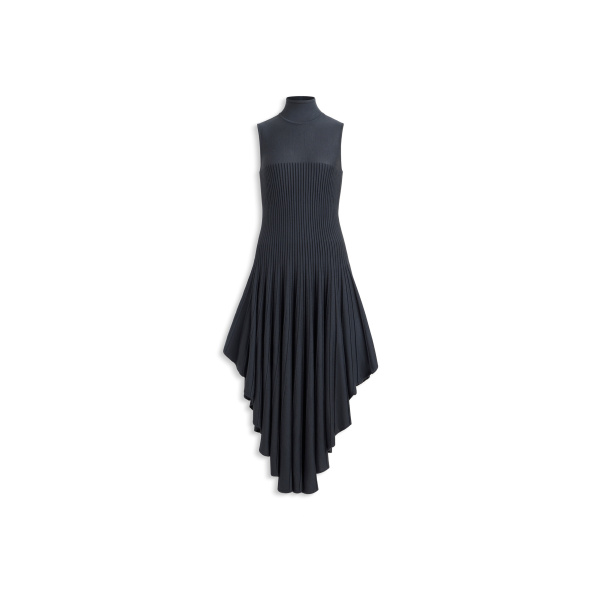 Alaia Sculpting Pointed Dress in Dark Grey | Midi Dresses | Luxury Shoes 