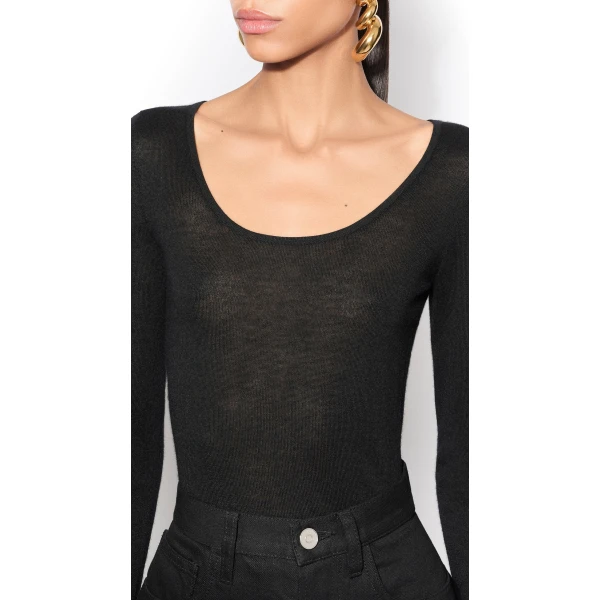 Alaia Second-Skin Cashmere Bodysuit in Black | Bodysuit | Luxury Shoes 